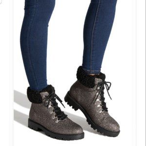 JUSTFAB Hiking Boots NWOT Size 8 Glitter Jane